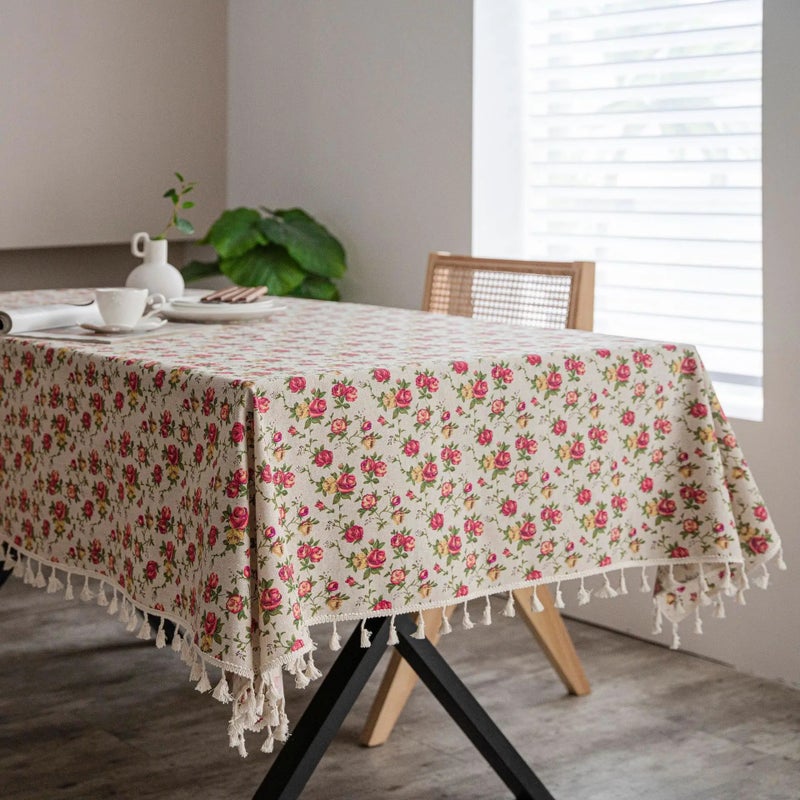 Bluejw Small Fresh Embroidered Linen Tablecloths for Home Use for Wedding Hotel Party Restaurant Events - Image 1